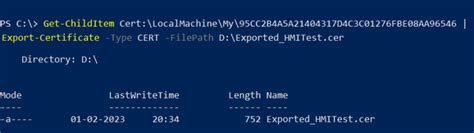 powershell export certificate base64 cer